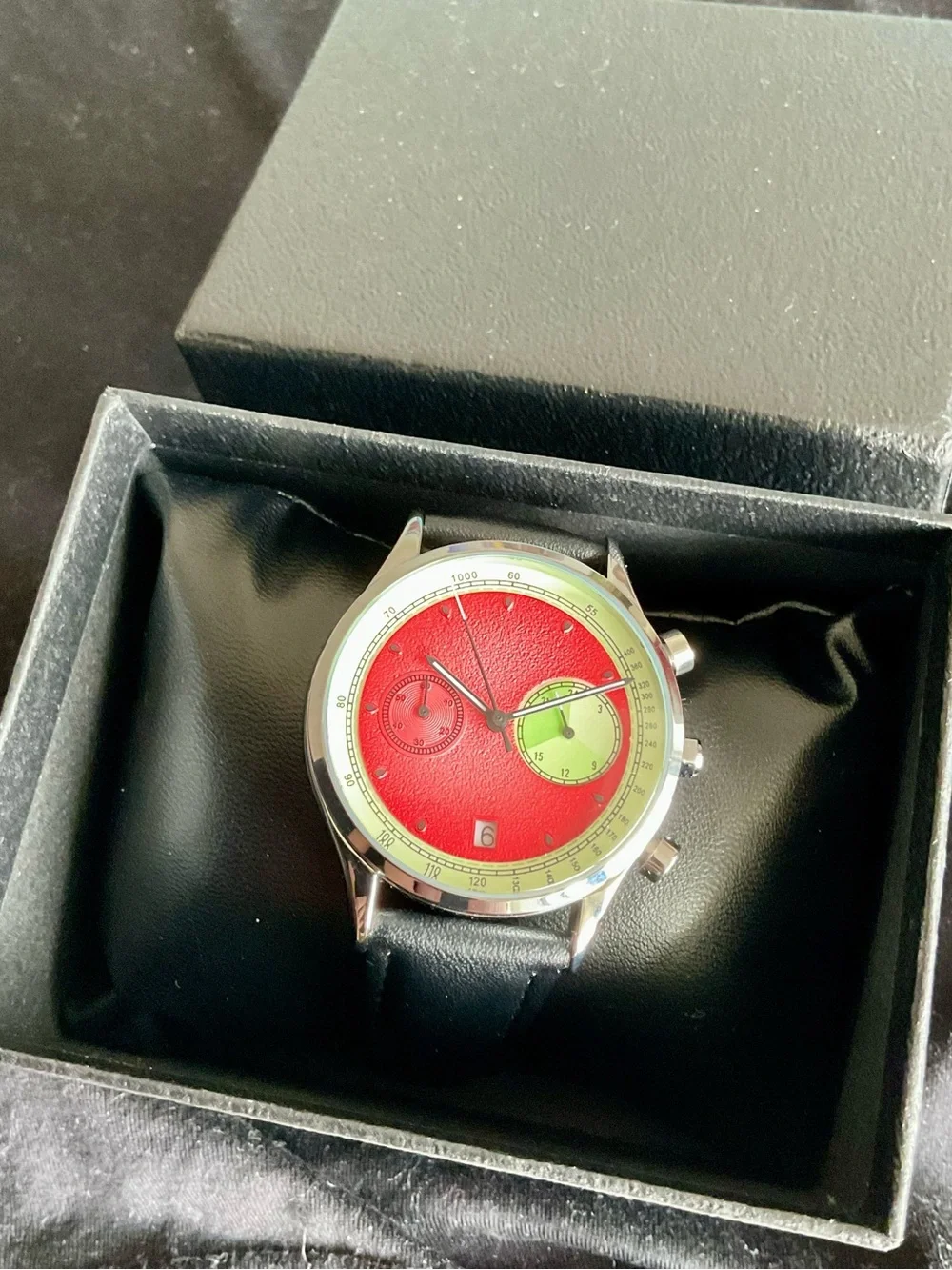 NIB Colorful Watermelon Red Lime Green Joker Cat Chronograph Watch
